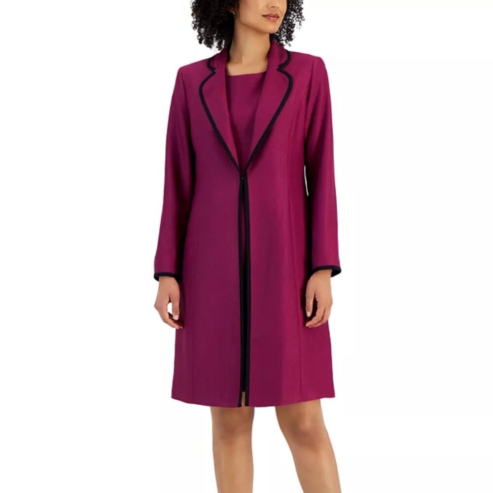 NWT - Le Suit Jacquard Framed Sheath Coat Suit - New With Tags - 2P